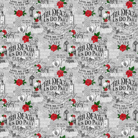 'Till Death Us Do Part by Deborah Edwards Lt Gray/Multi 28115-94 Cotton Woven Fabric