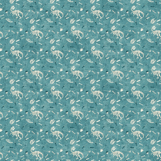 Dino Roar by Brett Blumenthal Lt Teal 28464-64 Cotton Woven Fabric