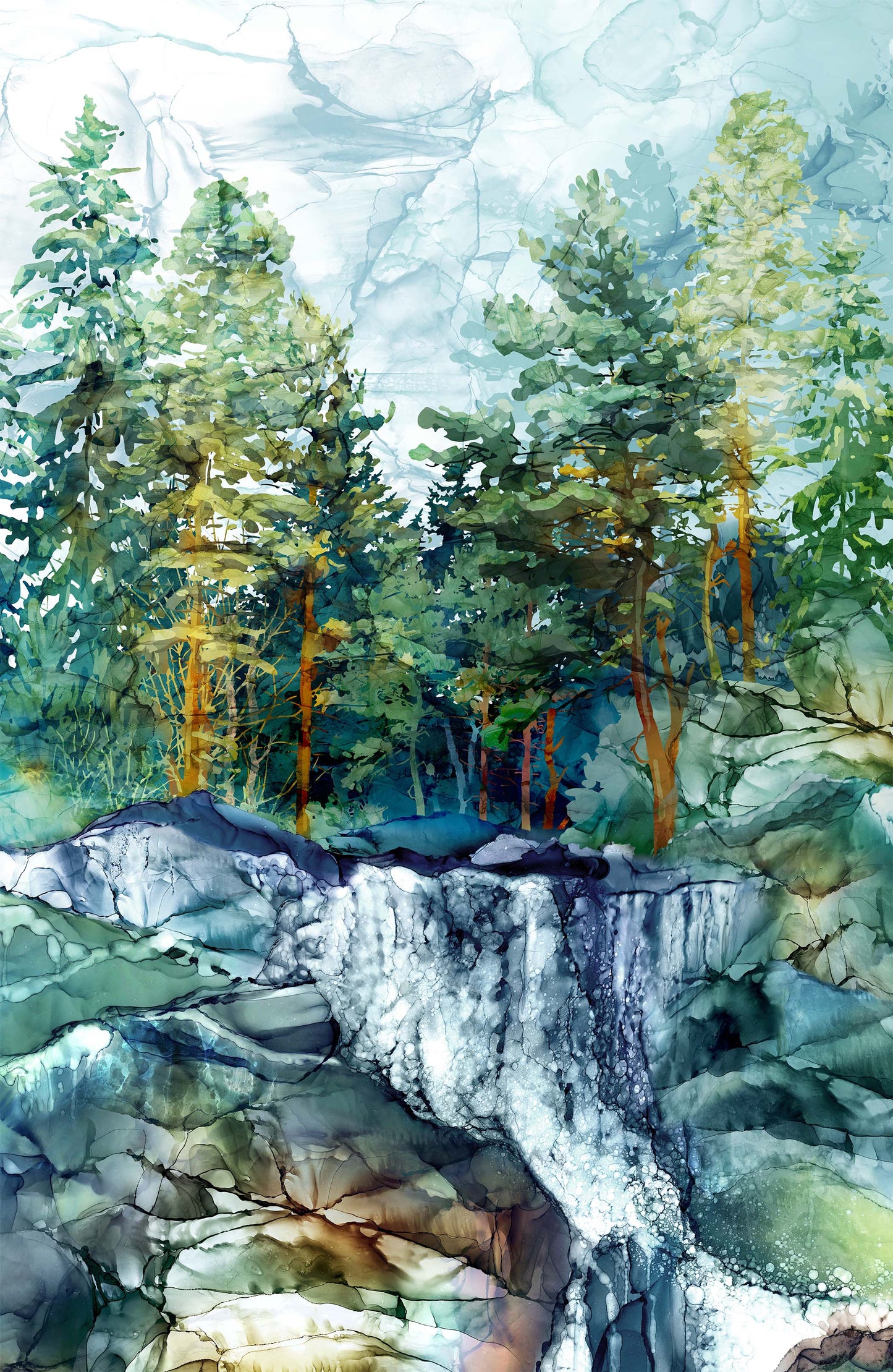 Cedarcrest Falls by Deborah Edwards and Melanie Samra 28" Panel    DP26905-66 Cotton Woven Panel