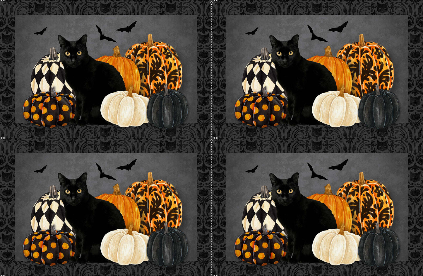 Hallow's Eve by Cerrito Creek Studio 28" Panel Placemats   (4 as shown) Black DP27082-99 Cotton Woven Panel