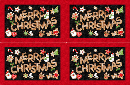 Sugar Coated Digital by Deborah Edwards 28" Panel Placemats Black/Multi (4 as shown)   DP271399-9 Cotton Woven Panel