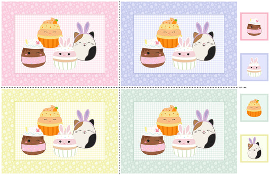 PREORDER ITEM - EXPECTED FEBRUARY 2026: Licensed Squishmallows Springtime 28" Panel Placemats    SQ1020-10 Cotton Woven Panel