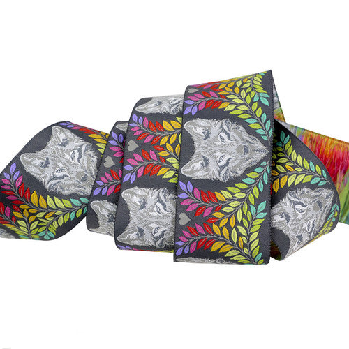 Tula Pink Graywork 2" Ribbon Wolf of Pink Street Carbon TK.137.51mm.Col.01