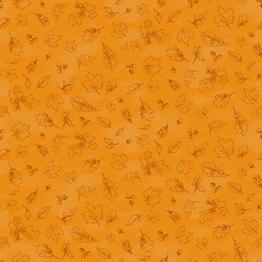 Preorder June 2026: Haunted Acre Wood Leaves Lineart Orange 9135-33 by W. A. Dodge