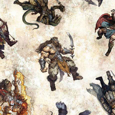 Wizards and Warriors by Morris Creative Group Character Toss Cream 30240E Cotton Woven Fabric