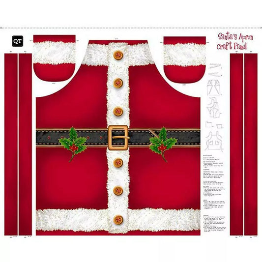 Sew and Go 35" Panel Santa's Christmas Apron Cotton Woven Panel