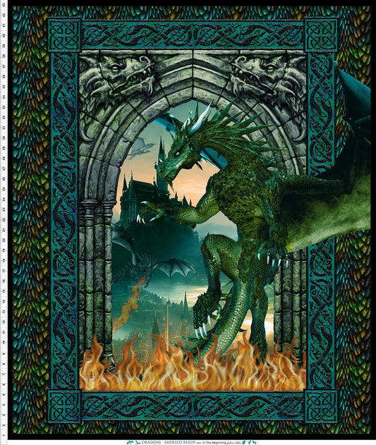 Dragons Emerald Reign 36" Panel 20DRG.1 Cotton Woven Panel