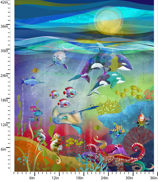 Shining Sea by Connie Haley Digitally Printed 36" Panel Multi 21694-PNL Cotton Woven Panel