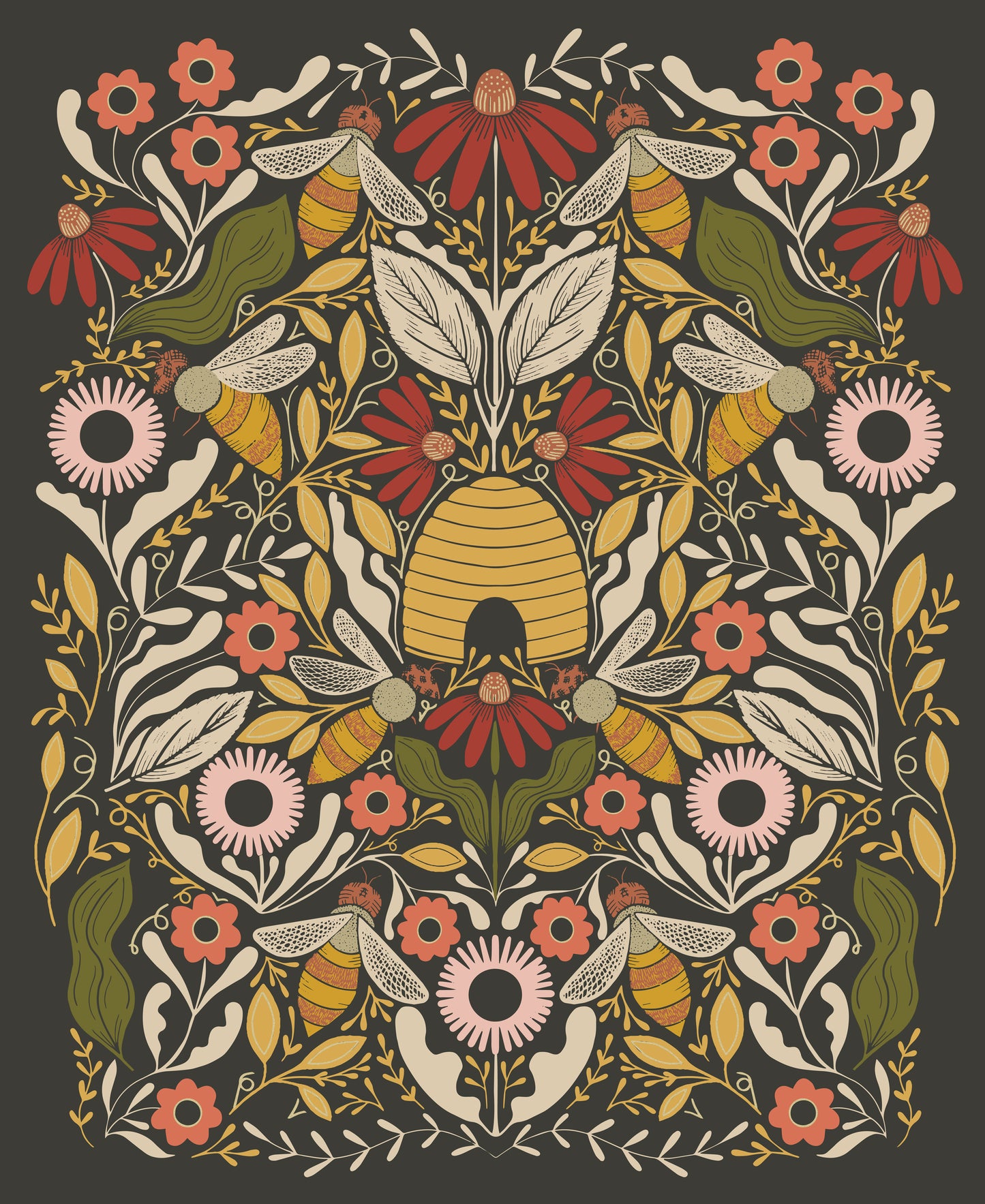 PREORDER ITEM - EXPECTED MARCH 2025: Bee Garden by Gingiber 36" Panel Black Metallic    48418.21M Cotton Woven Panel