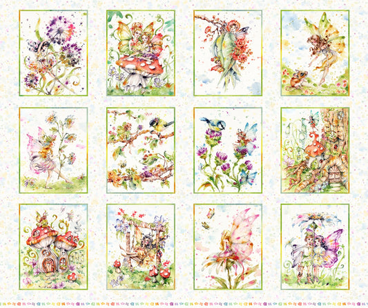 Fairy Garden by Sillier than Sally Designs 36" Panel Blocks    FAIG5153-PA Cotton Woven Panel
