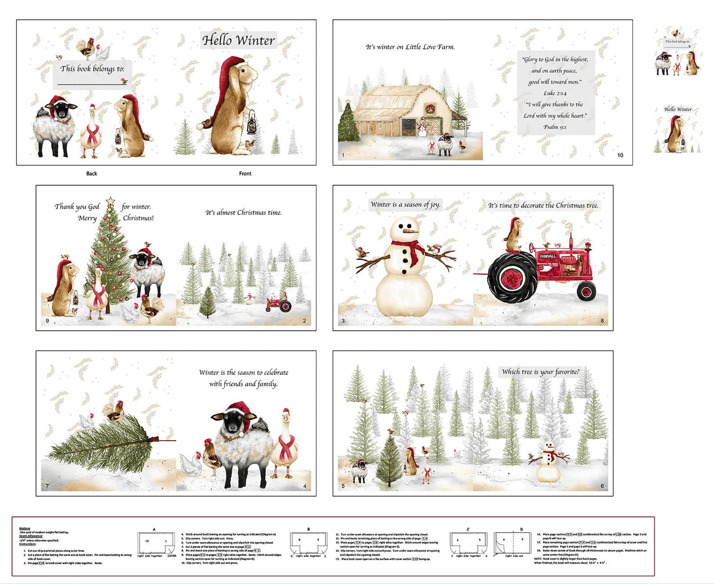 PREORDER ITEM - EXPECTED NOVEMBER 2024: Little Readers 5 by Dawn Rosengren 36" Panel Book Hello Winter     1416P-86 Cotton Woven Panel