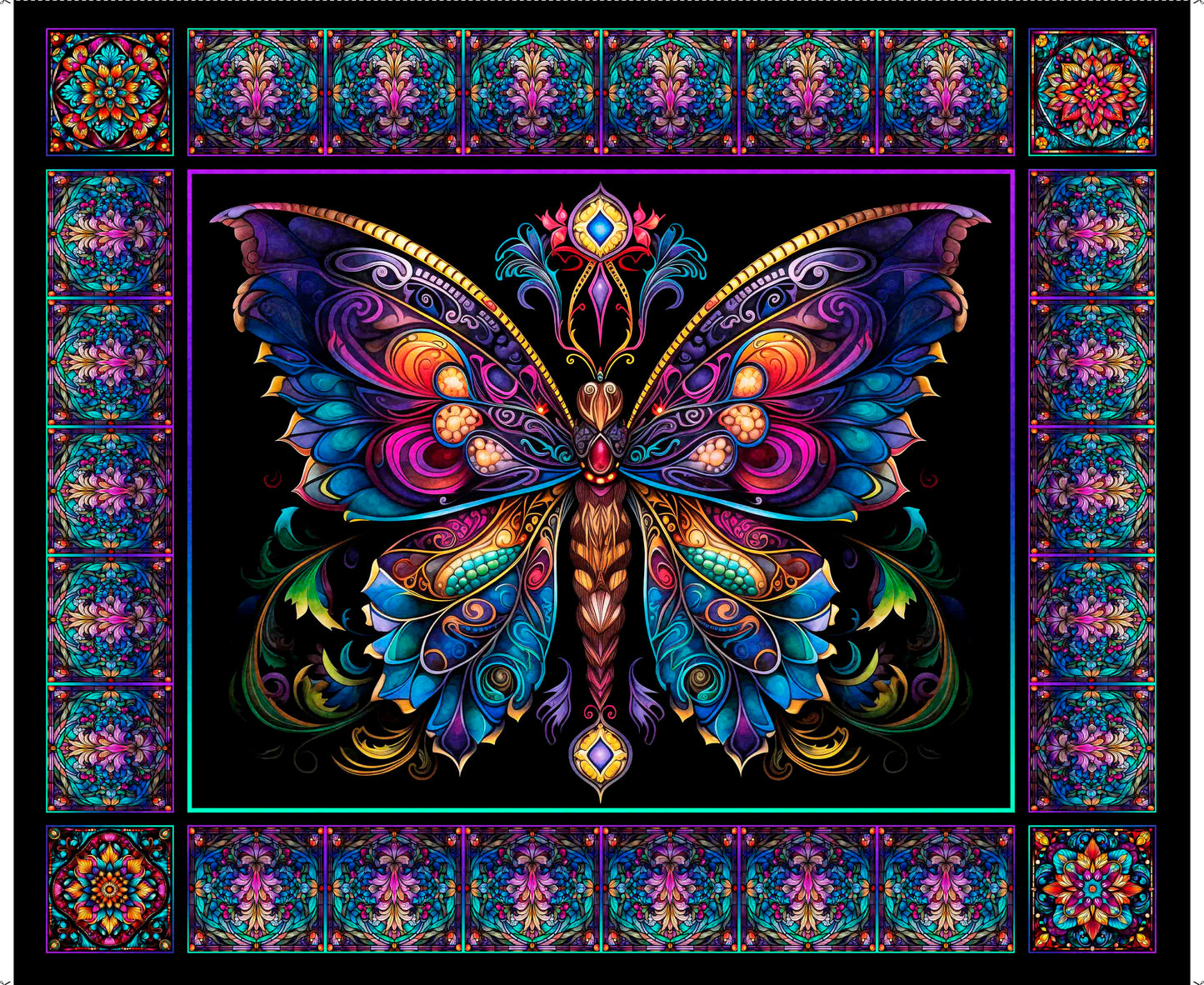 PREORDER ITEM - EXPECTED MARCH 2025: Night Flight by Morris Creative Group 36" Panel Butterly Multi    30750X Cotton Woven Panel