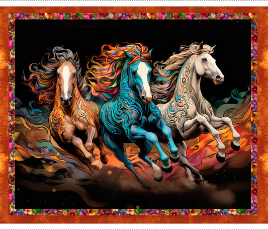 Drinkers of the Wind by Romantz Art 36" Panel Galloping Beauties    22362-PNL Cotton Woven Panel