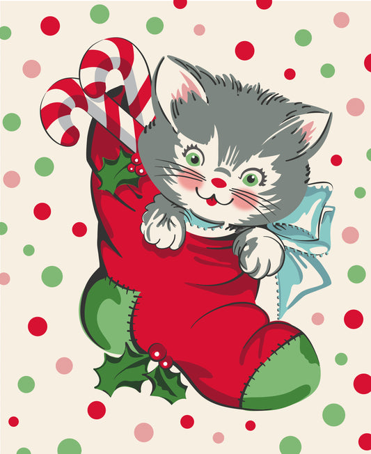PREORDER ITEM - EXPECTED MAY 2024: Kitty Christmas by Urban Chiks 36" Panel Kitty Christmas Snow    31207.11 Cotton Woven Panel