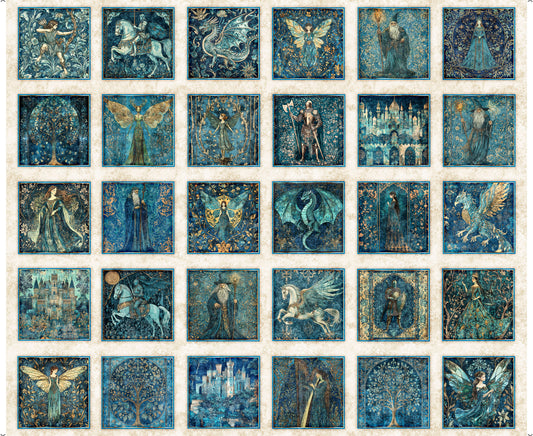 PREORDER ITEM - EXPECTED NOVEMBER 2025: Folklore by Morris Creative Group 36" Panel Medieval Patches Small Tan    31641E Cotton Woven Panel