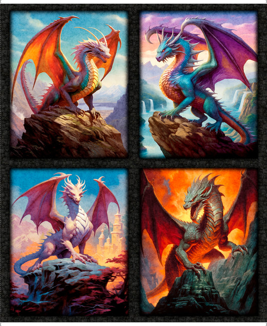 Dragon’s Song by Morris Creative Group 36" Panel Patches Multi 31149X Cotton Woven Panel