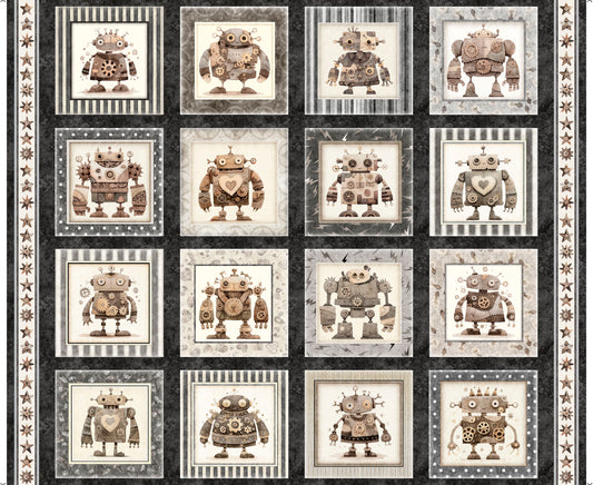 PREORDER ITEM - EXPECTED AUGUST 2025: Sewbots 36" Panel Robot Picture Patches    31374J Cotton Woven Panel
