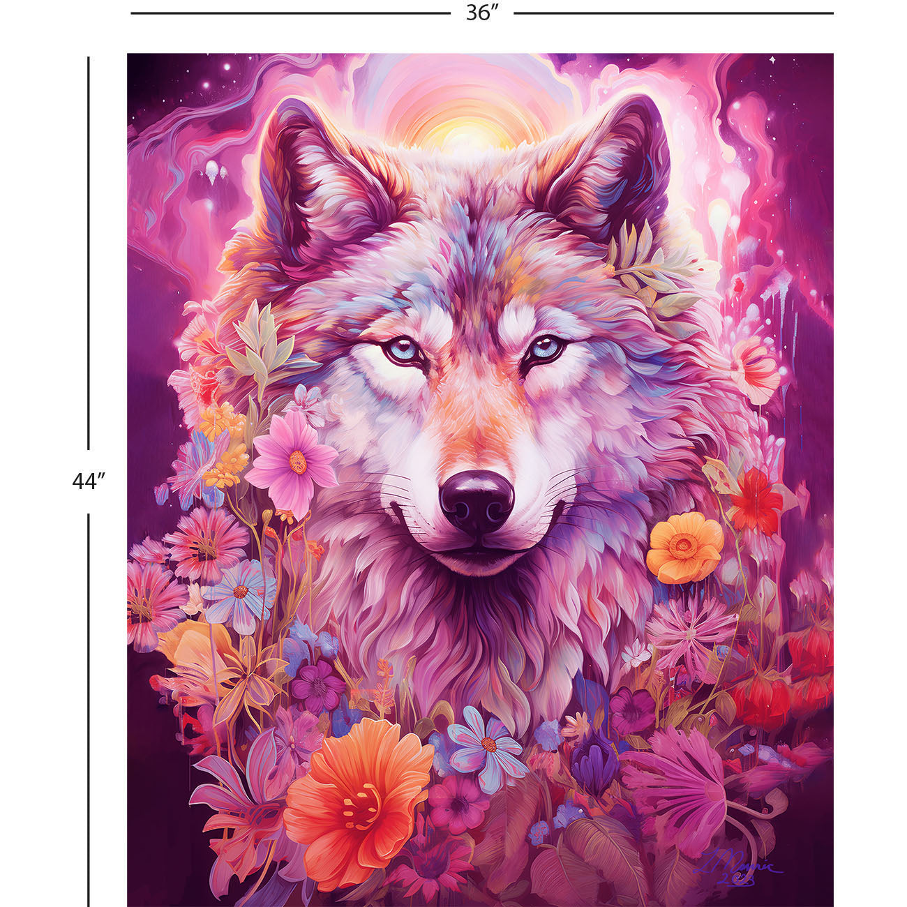 PREORDER ITEM - EXPECTED DECEMBER 2024: Daphne 36" Panel Serenity Wolf Multi    14240101P-01 Cotton Woven Panel