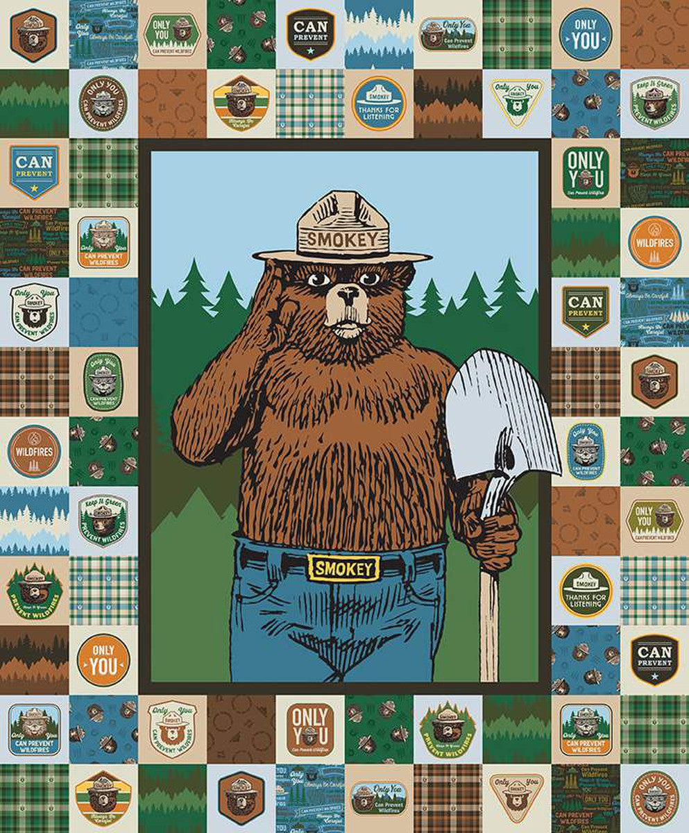 Only You Licensed Smokey Bear 36" Panel Smokey Bear    P14646-PANEL Cotton Woven Panel