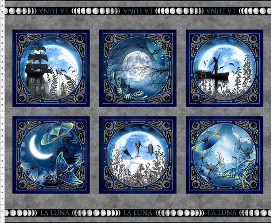 PREORDER ITEM - EXPECTED NOVEMBER 2025: La Luna by Jason Yenter 36" Panel  Metallic   2LL.1 Cotton Woven Panel