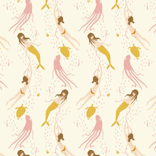 Preorder July 2026: Heather Ross Favorites Blush-Pink Underwater Sisters 40943D-11 by Heather Ross