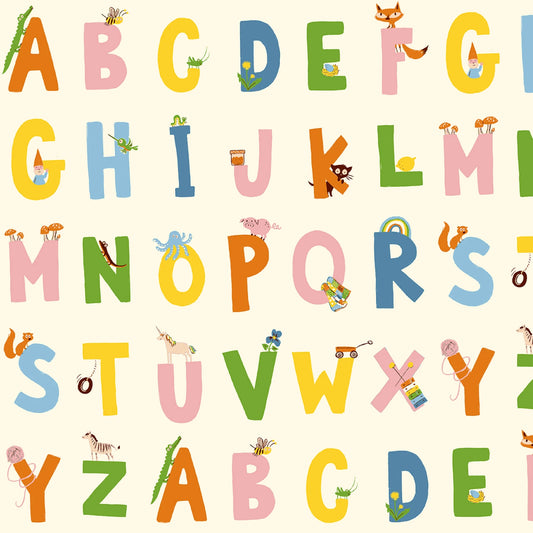 Preorder July 2026: Heather Ross Favorites Cream Alphabet 43481D-3 by Heather Ross