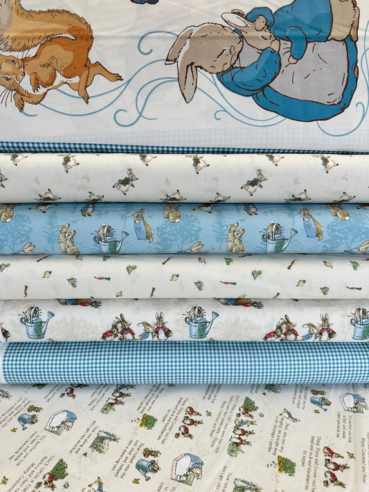 Licensed The Tale Of Peter Rabbit Gingham Blue    C14704-BLUE Cotton Woven Fabric