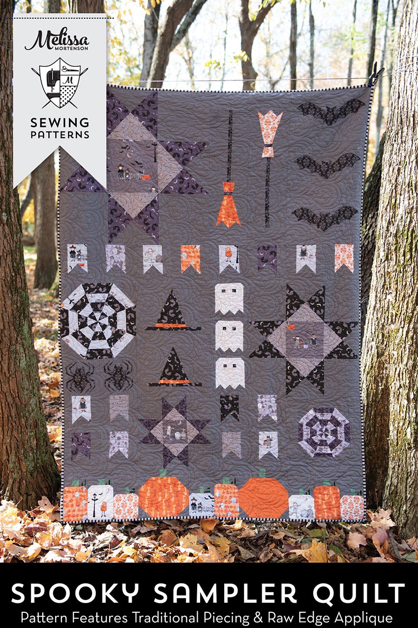 Preorder Apr 2027: Spooky Sampler Quilt Kit Featuring Cobweb Cottage