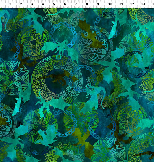 Dragons Emerald Reign Flying Dragons Emerald 4DRG.5 Cotton Woven Fabric