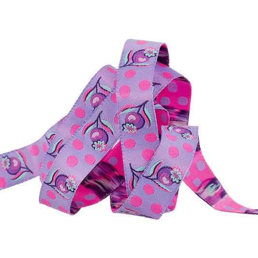 Untamed by Tula Pink 5/8" Ribbon Impending Bloom Cosmic TK123/16mm Col 04