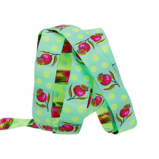 Untamed by Tula Pink 5/8” Ribbon Impending Bloom Moonbeam TK123/16mm Col 01