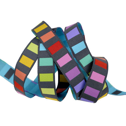 PREORDER ITEM - EXPECTED OCTOBER 2025: Tula Pink Graywork 5/8"  Ribbon Disco Stripe Carbon  TK.142.16mm.Col.01