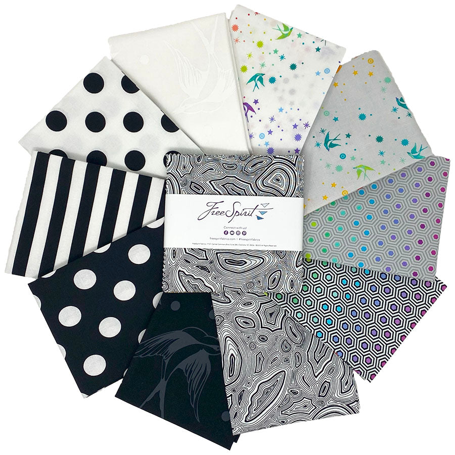 PREORDER ITEM - EXPECTED FEBRUARY 2025: Saturday Stash True Colors Precuts by Tula Pink Graphite 5" Squares Bundle of 42 Pieces   FB6CPTP.GRAPHITE Bundle