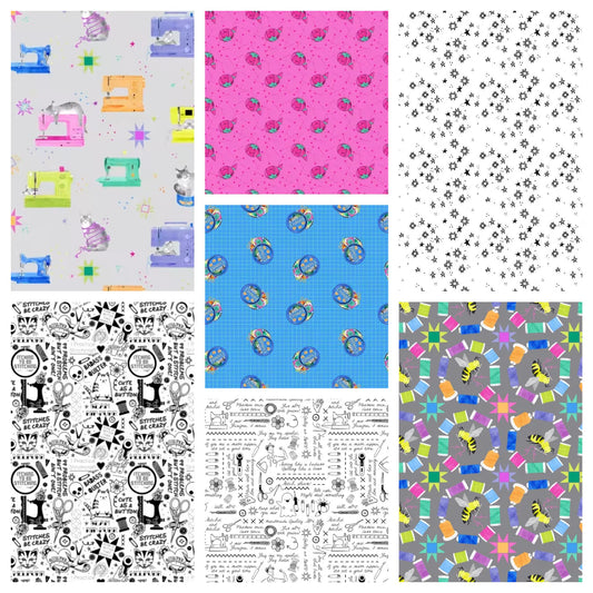 PREORDER ITEM - EXPECTED MARCH 2026: Quilty Helpurrs by Pammie Jane Full Yard Bundle of 7 Prints Cotton Woven