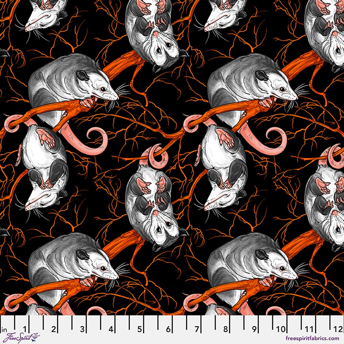 Preorder May 2027: Nocturnal Forest by Club Hauer Opossum Orchard PWRH160.Black Fabric