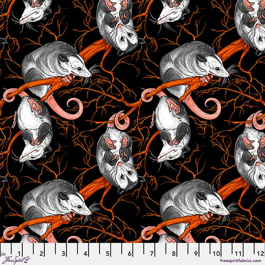 Preorder May 2027: Nocturnal Forest by Club Hauer Opossum Orchard PWRH160.Black Fabric