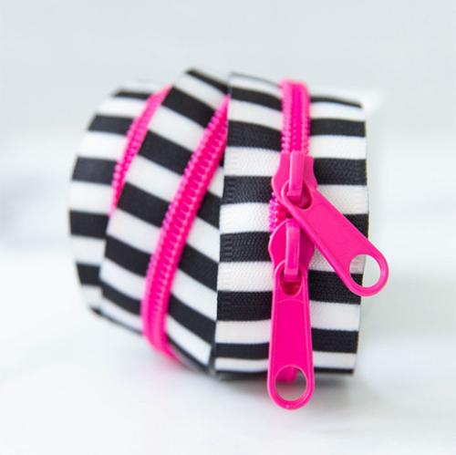 30" Zipper Black White and Pink SSCZ01 by Stitch Supply Co.
