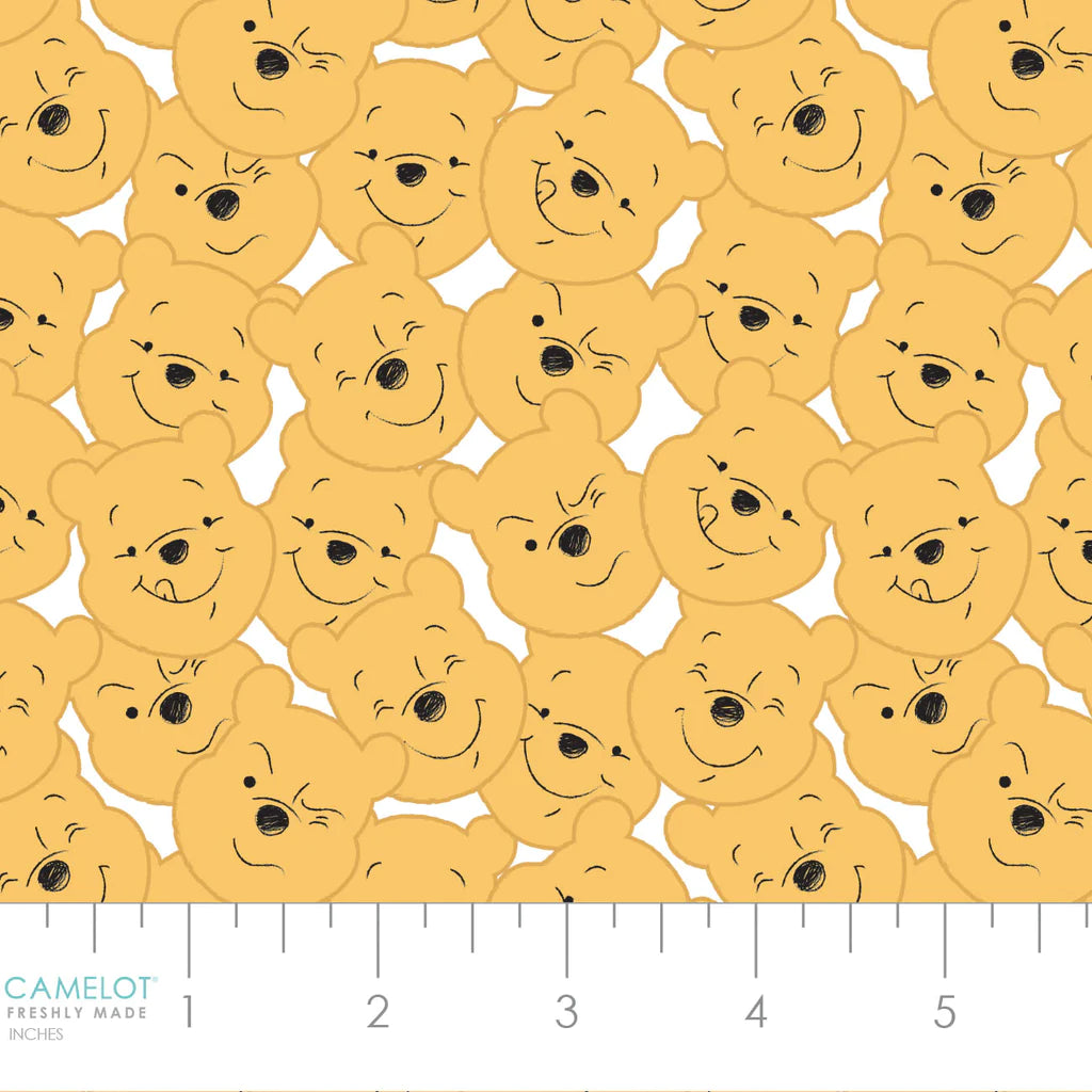 Disney All About Me! Cream Pooh & Friends Faces Fabric - Camelot Fabrics