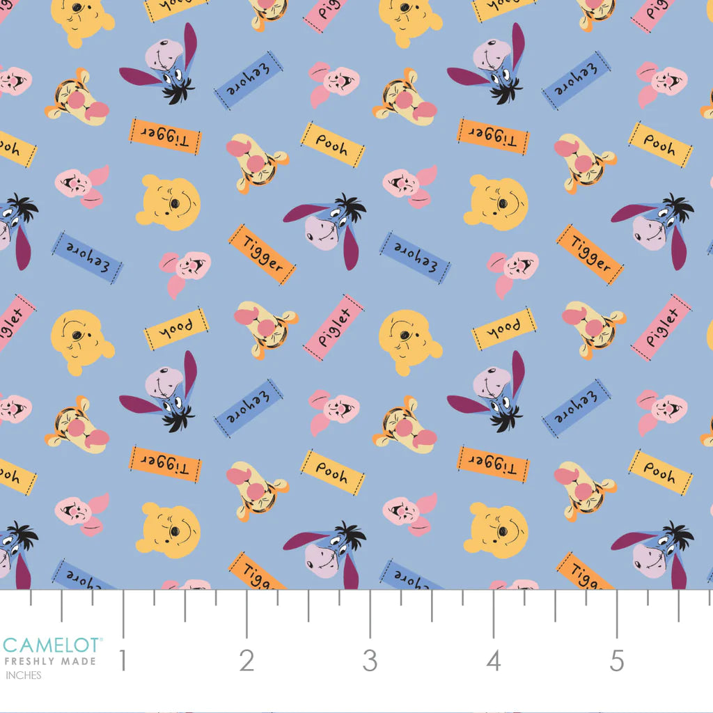 New Arrival: Licensed Disney Winnie the Pooh All About Me Friends & Name Tags Lavender    85430708-3 Cotton Woven Fabric