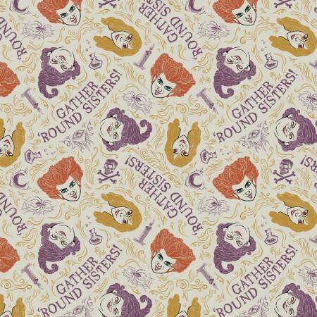 Licensed Hocus Pocus Hocus Pocus Gather Around Sisters Cream 85480101-1 Cotton Woven Fabric