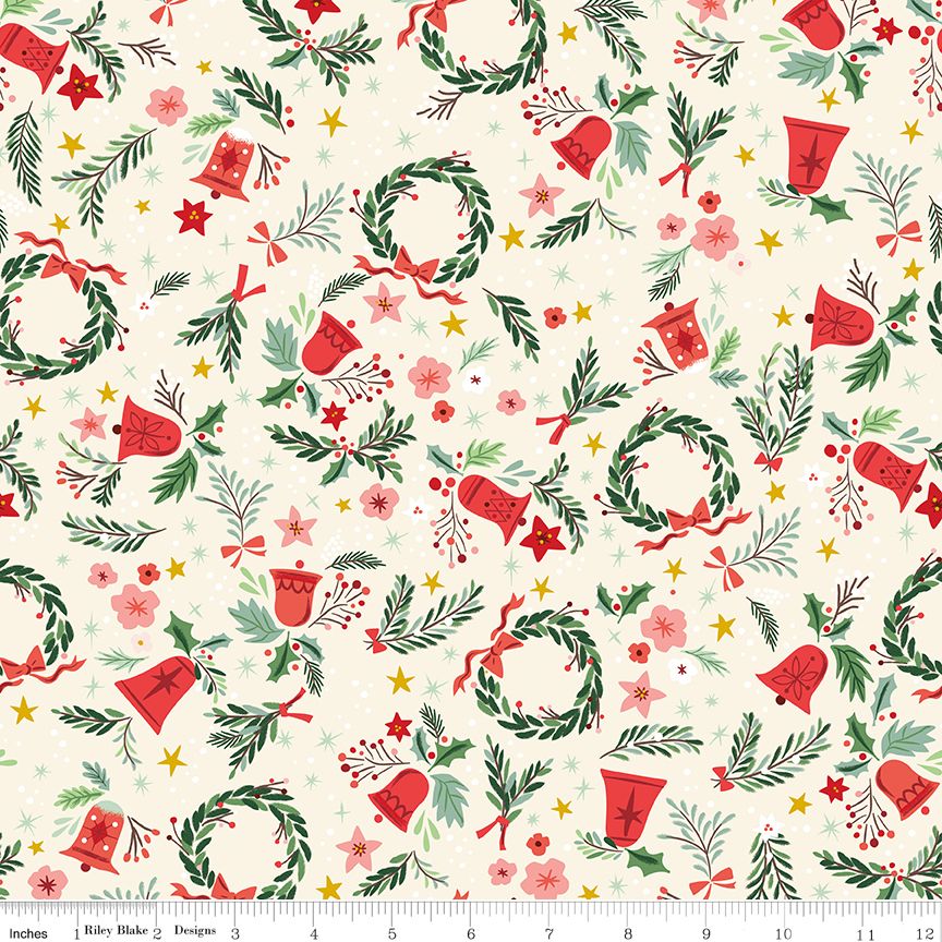 Preorder May 2027: Carol Berries and Boughs Ivory Sparkle SC19056-IVORY by Jill Howarth