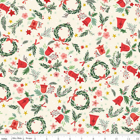 Preorder May 2027: Carol Berries and Boughs Ivory Sparkle SC19056-IVORY by Jill Howarth