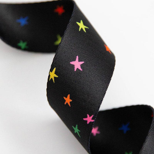 Starry 1.5“ Webbing by Alexia Marcelle Abegg Vivid Black Polyester Webbing Sold by the Yard  SSCWEB31