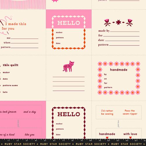 Preorder October 2026: 1-800-Calico Thanks I Made This Panel 24" x 44" Panels Quilt Label Pink RS4165 12 by Alexia Marcelle Abegg of RSS