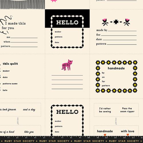 Preorder October 2026: 1-800-Calico Thanks I Made This Panel 24" x 44" Panels Quilt Label Black RS4165 14 by Alexia Marcelle Abegg of RSS