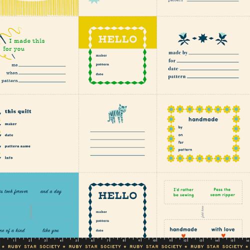 Preorder October 2026: 1-800-Calico Thanks I Made This Panel 24" x 44" Panels Quilt Label Turquoise RS4165 15 by Alexia Marcelle Abegg of RSS