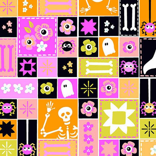 PREORDER ITEM-EXPECTED MARCH 2026: Ghostly Garden by K P Creates Sew Spooky Pink A-10195-E Cotton Woven Fabric