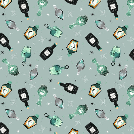 Preorder June 2026: Witchy Wicked Potion Bottles Dusty Blue 4866-11 by Rose Halsey