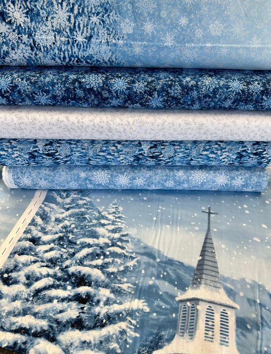 All That Glitters by Simon Treadwell Snowflakes Pale Blue    27043G-41 Cotton Woven Fabric