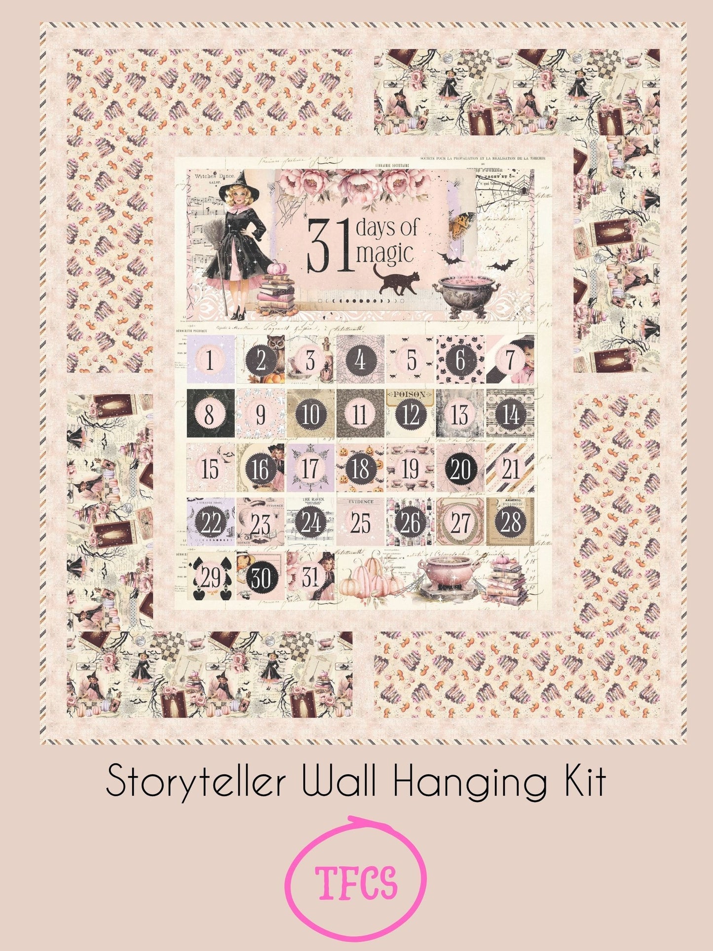 Preorder June 2027: Storyteller Wall Hanging or large throw Kit Featuring Magic Spells Halloween Advent Calendar